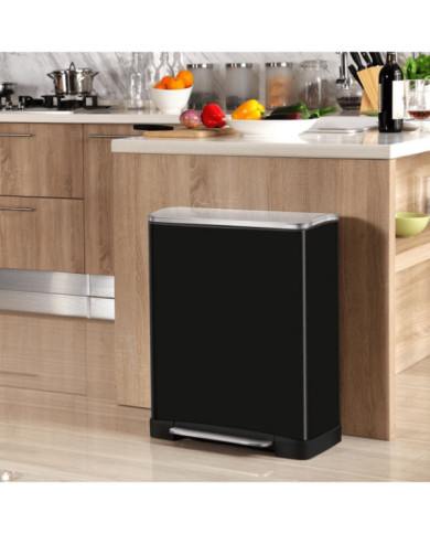 EKO Poubelle à pédale E-Cube 50 L Noir mat | Mobilier & Déco