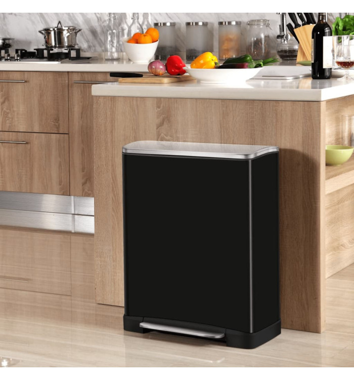 EKO Poubelle à pédale E-Cube 50 L Noir mat | Mobilier & Déco