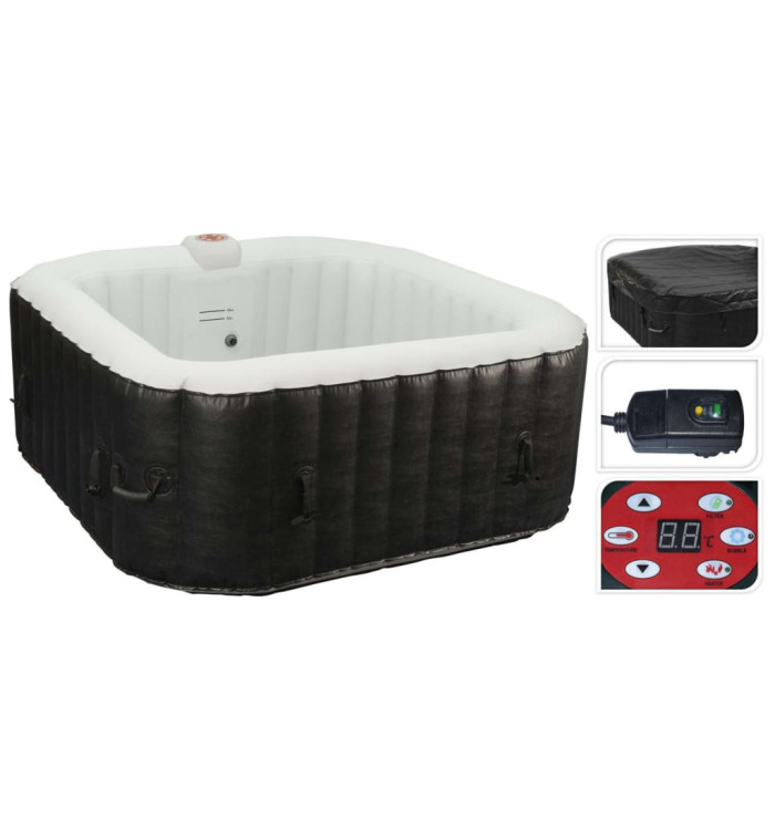 XQ Max Cuve thermale gonflable 145x145x65 cm Noir et blanc | Mobilier & Déco
