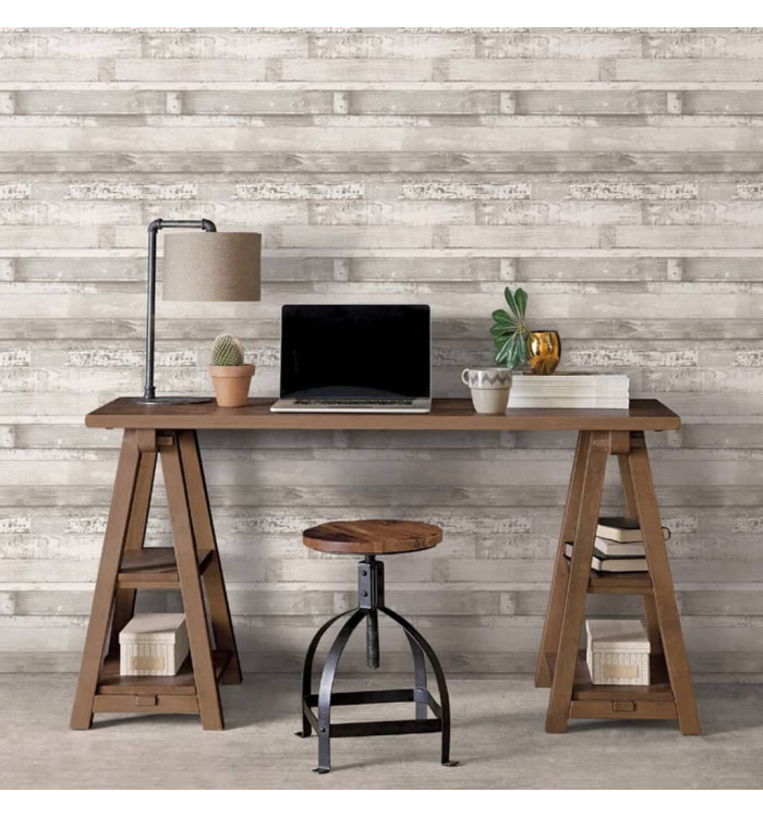 Noordwand Papier peint Homestyle Wood Blanc cassé et gris | Mobilier & Déco