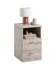 FMD Table de chevet avec 2 tiroirs et étagère ouverte Chêne sable | Mobilier & Déco