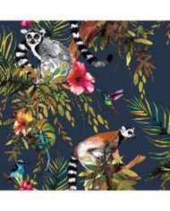 DUTCH WALLCOVERINGS Papier peint Lémurien Bleu pétrole | Mobilier & Déco