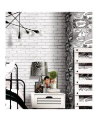Noordwand Papier peint Urban Friends et Coffee Bricks gris et blanc | Mobilier & Déco