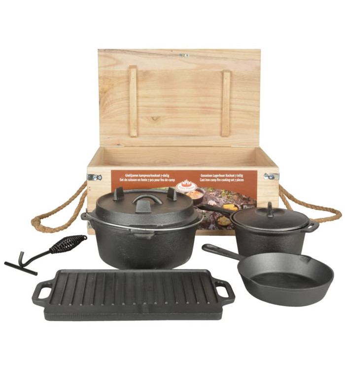 Esschert Design Jeu d'ustensiles de cuisine d'extérieur sept pièces Noir | Mobilier & Déco