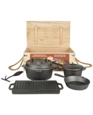 Esschert Design Jeu d'ustensiles de cuisine d'extérieur sept pièces Noir | Mobilier & Déco