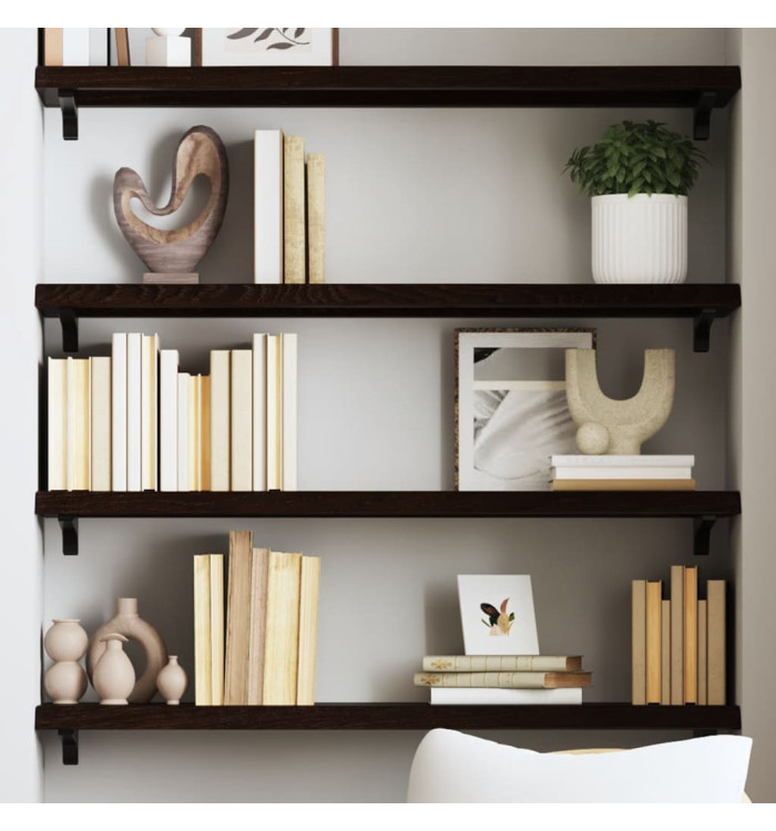 Étagère murale marron foncé bois chêne massif traité | Mobilier & Déco