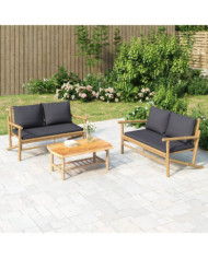 Banc de jardin avec coussins gris foncé bambou | Mobilier & Déco