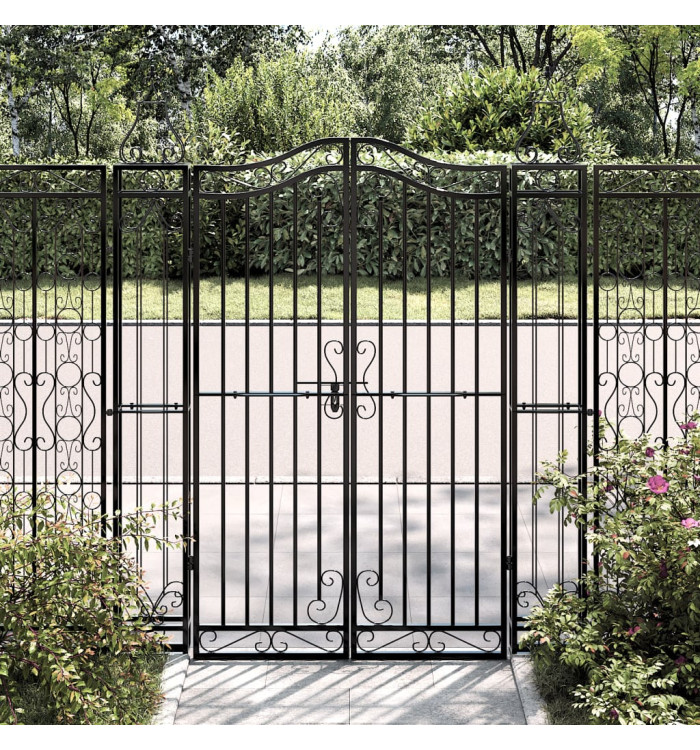 Portail de jardin noir 121x8x150 cm fer forgé | Mobilier & Déco