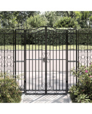 Portail de jardin noir 121x8x150 cm fer forgé | Mobilier & Déco