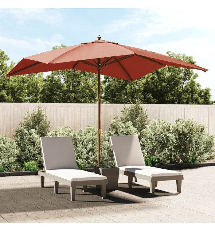 Parasol de jardin avec mât en bois terre cuite 300x300x273 cm | Mobilier & Déco