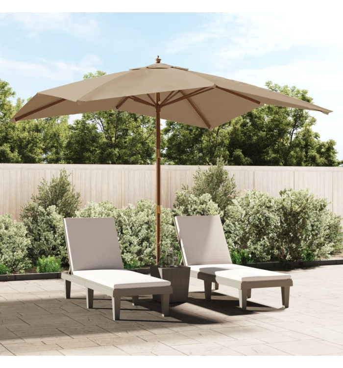 Parasol de jardin avec mât en bois taupe 300x300x273 cm | Mobilier & Déco