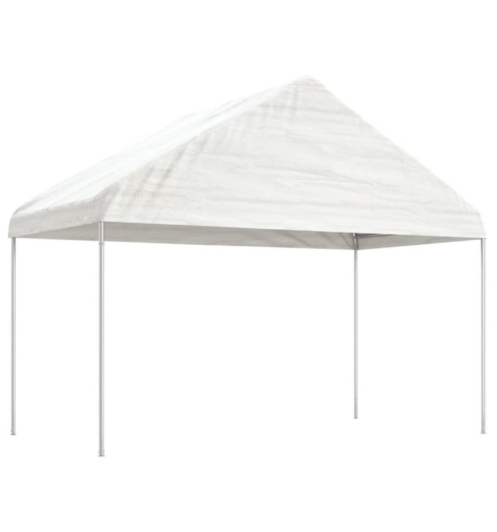 Belvédère avec toit blanc 4,08x2,23x3,22 m polyéthylène | Mobilier & Déco