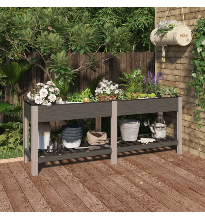 Lit surélevé de jardin avec étagère Gris 200x50x75 cm WPC | Mobilier & Déco