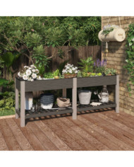 Lit surélevé de jardin avec étagère Gris 200x50x75 cm WPC | Mobilier & Déco