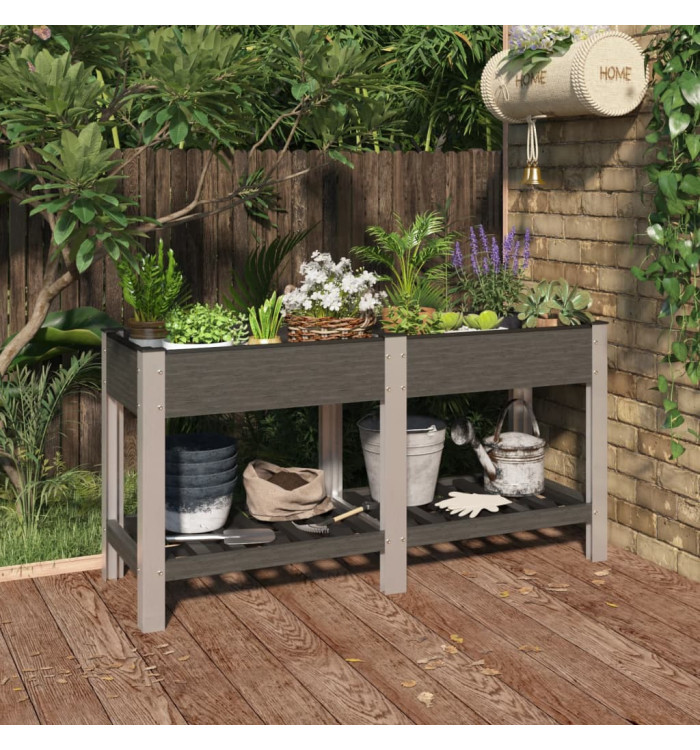 Lit surélevé de jardin avec étagère Gris 150x50x75 cm WPC | Mobilier & Déco