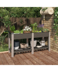 Lit surélevé de jardin avec étagère Gris 150x50x75 cm WPC | Mobilier & Déco