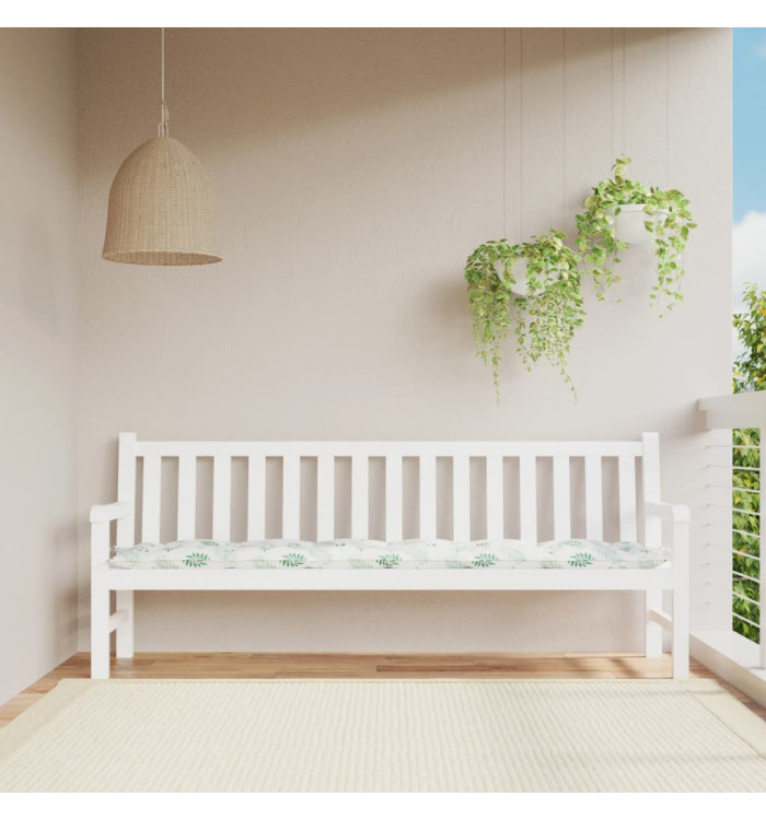 Coussin de banc de jardin motif de feuilles 200x50x7 cm tissu | Mobilier & Déco
