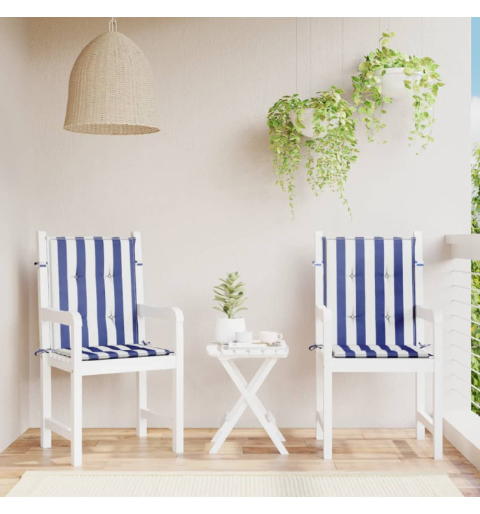 Coussins de chaise à dossier bas lot de 2 rayures bleu et blanc | Mobilier & Déco