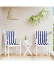 Coussins de chaise à dossier bas lot de 2 rayures bleu et blanc | Mobilier & Déco