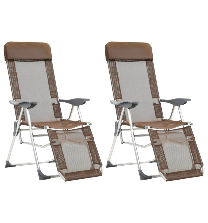 Chaises de camping pliantes et repose-pied lot de 2 marron | Mobilier & Déco