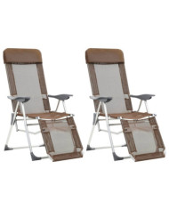 Chaises de camping pliantes et repose-pied lot de 2 marron | Mobilier & Déco