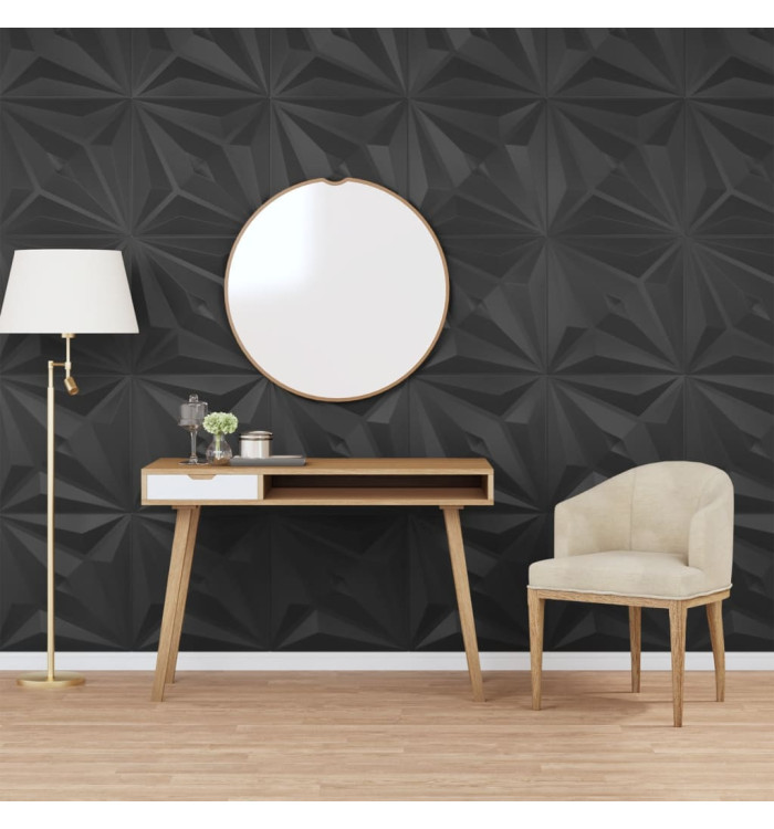 Panneaux muraux 12 pcs noir 50x50 cm XPS 3 m² étoile | Mobilier & Déco