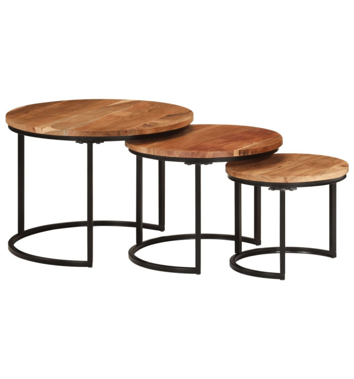 Tables gigognes 3 pcs bois massif d'acacia | Mobilier & Déco