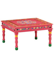 Table basse rose bois de manguier massif peint à la main | Mobilier & Déco