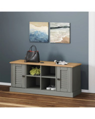 Banc à chaussures VIGO gris 106x35x45 cm bois massif de pin | Mobilier & Déco