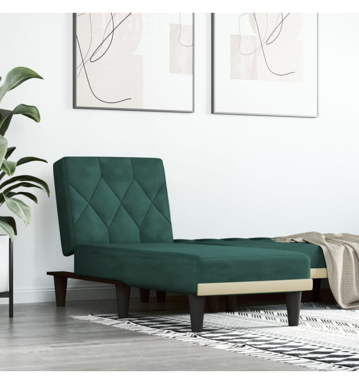 Chaise longue vert foncé velours | Mobilier & Déco