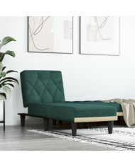 Chaise longue vert foncé velours | Mobilier & Déco