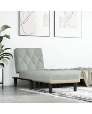 Chaise longue gris clair velours | Mobilier & Déco