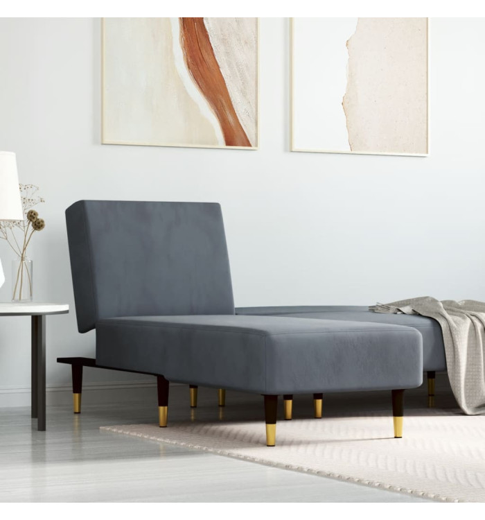Chaise longue gris foncé velours | Mobilier & Déco