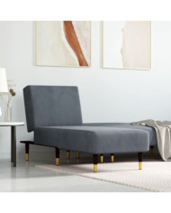 Chaise longue gris foncé velours | Mobilier & Déco