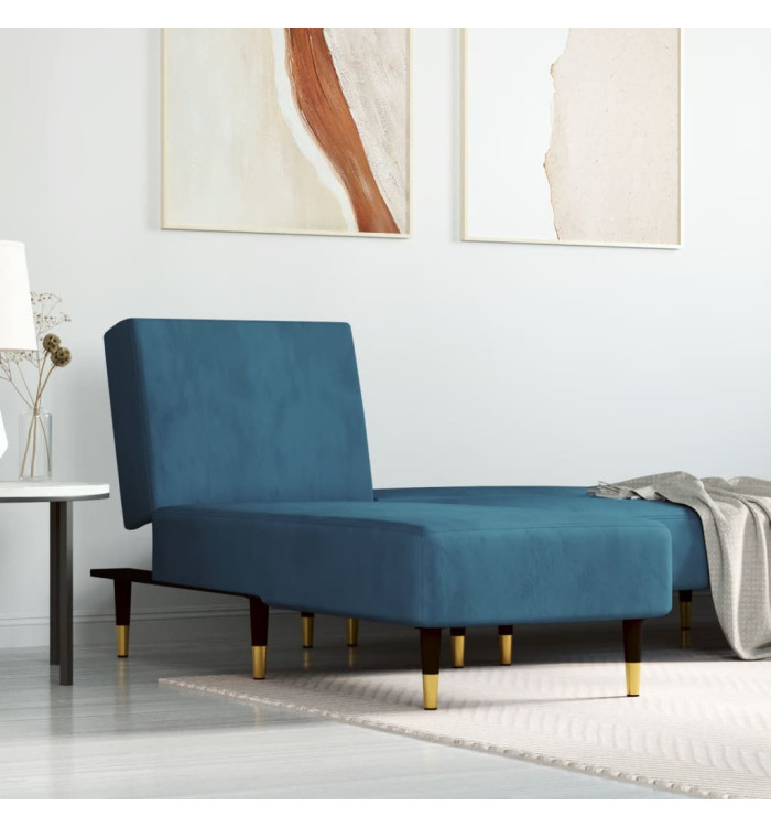 Chaise longue bleu velours | Mobilier & Déco