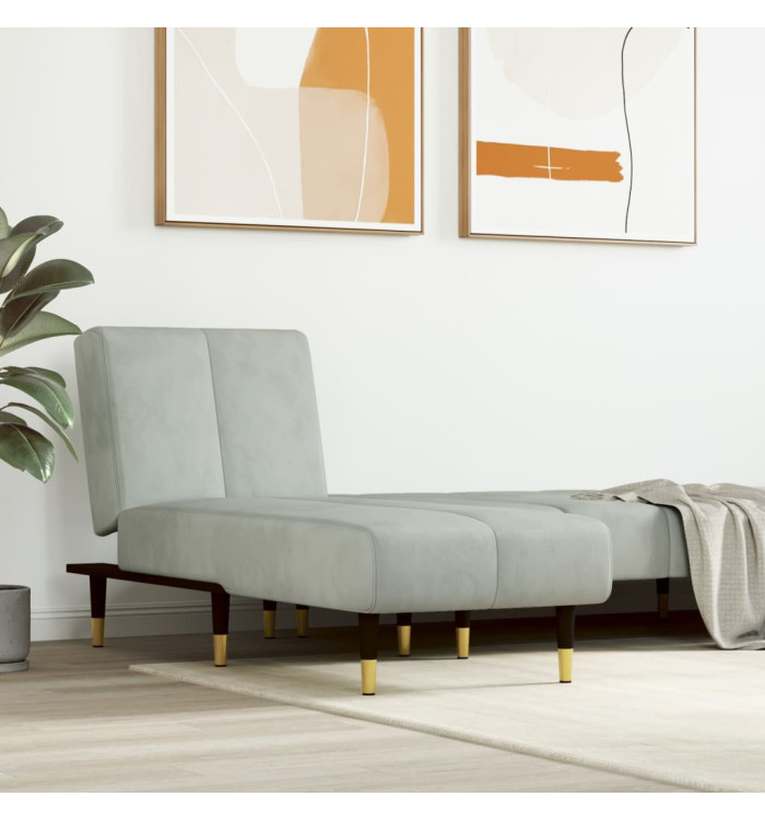 Chaise longue gris clair velours | Mobilier & Déco