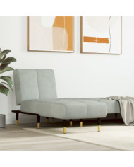 Chaise longue gris clair velours | Mobilier & Déco