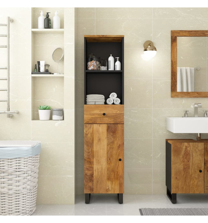 Armoire de salle de bain 38x33x160 cm bois massif de manguier | Mobilier & Déco