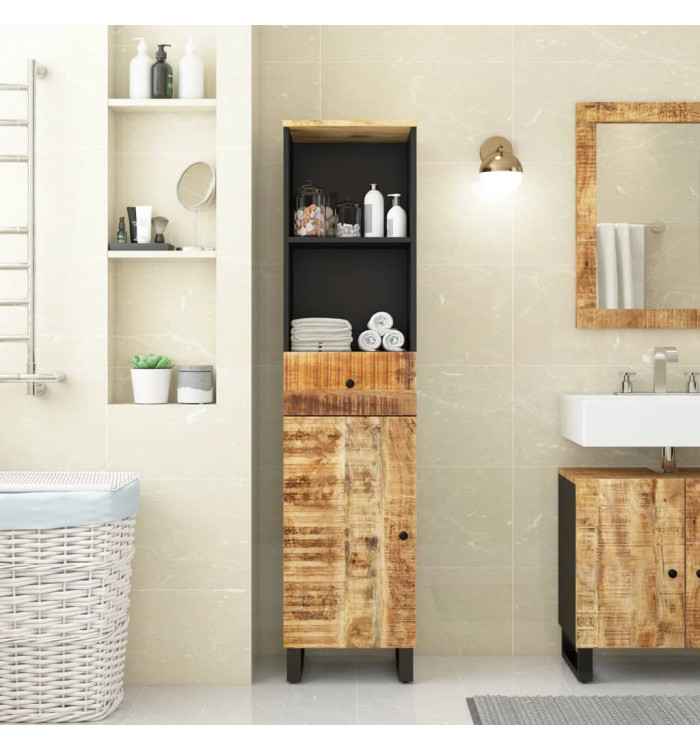 Armoire de salle de bain 38x33x160 cm bois massif de manguier | Mobilier & Déco