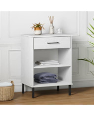 Armoire console avec pieds en métal Blanc Bois pin massif OSLO | Mobilier & Déco
