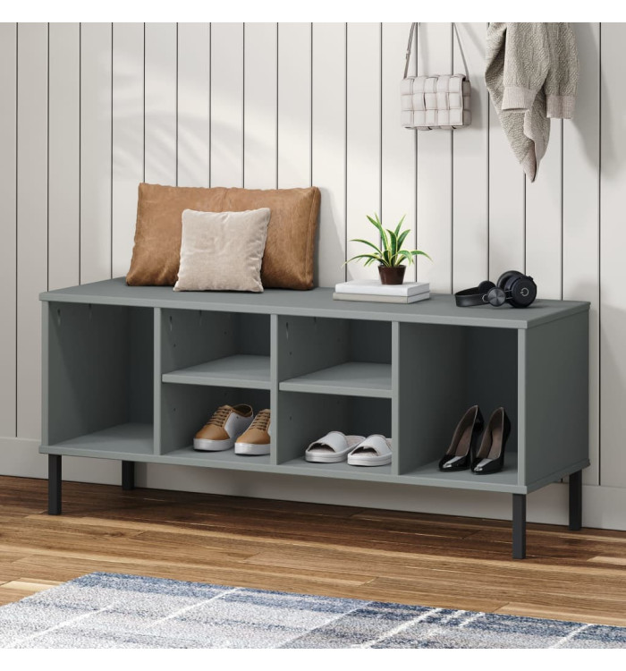 Étagère à chaussures pieds en métal Gris 106x35x45 cm Bois OSLO | Mobilier & Déco