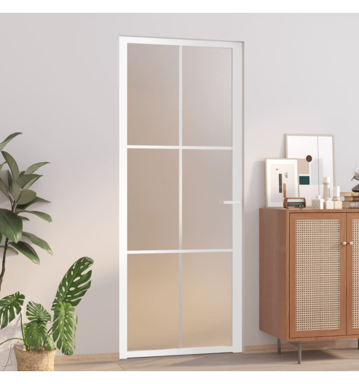 Porte intérieure 83x201,5 cm Blanc Verre mat et aluminium | Mobilier & Déco