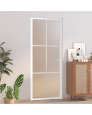Porte intérieure 83x201,5 cm Blanc Verre mat et aluminium | Mobilier & Déco