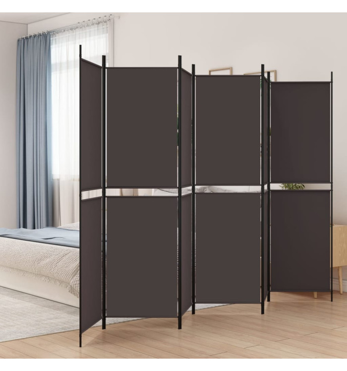 Cloison de séparation 6 panneaux Marron 300x200 cm Tissu | Mobilier & Déco
