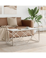 Table basse 110x45x45 cm acier inoxydable et verre | Mobilier & Déco