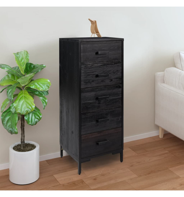 Commode Noir 42x35x110 cm Bois de pin massif | Mobilier & Déco