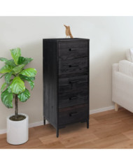 Commode Noir 42x35x110 cm Bois de pin massif | Mobilier & Déco