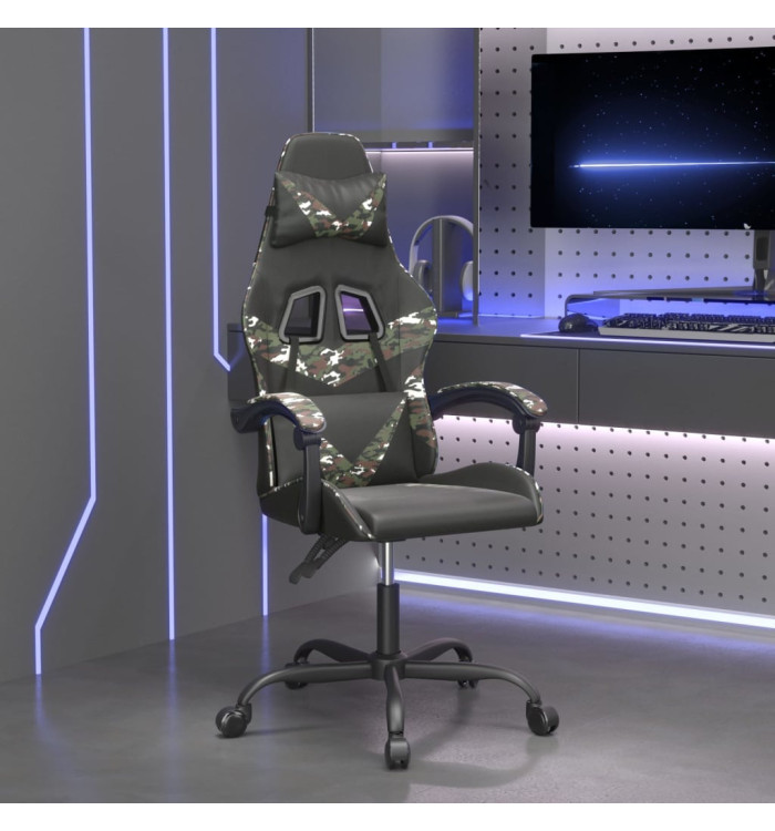 Chaise de jeu pivotante Noir et camouflage Similicuir | Mobilier & Déco