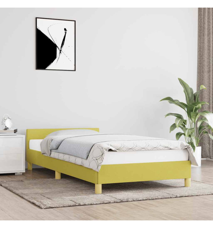 Cadre de lit avec tête de lit sans matelas vert 90x200 cm tissu | Mobilier & Déco