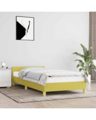 Cadre de lit avec tête de lit sans matelas vert 90x200 cm tissu | Mobilier & Déco